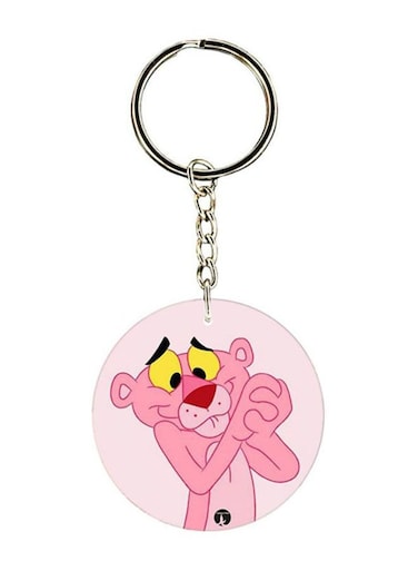 Pink Panther Printed Keychain Pink/Silver/Yellow