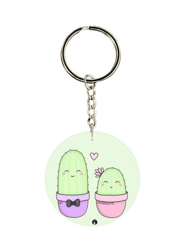 Cactus Printed Single Sided Keychain