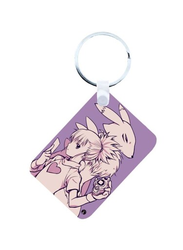 Anime Digimon Printed Keychain Purple/Pink