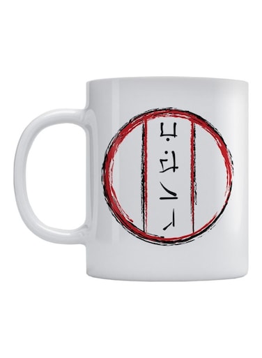 Japanese Printed Ceramic Mug White/Red/Black