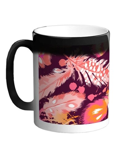 Bird Feathers Printed Colour Changing Coffee Mug Black 11ounce