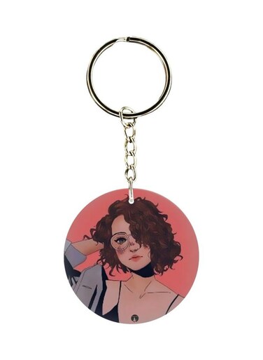 Girl Printed Double Sided Keychain