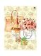 Flowers Coffee Gift Themed Metallic Plate Beige/Pink/White 20x15cm