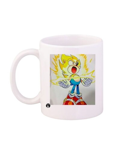 Game Sonic Character Printed Mug White/Yellow/Red Standard Size