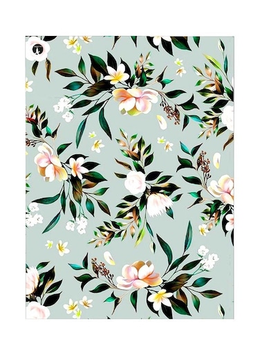 Floral Printed Metallic Plate Green/Pink/Brown 20x15cm