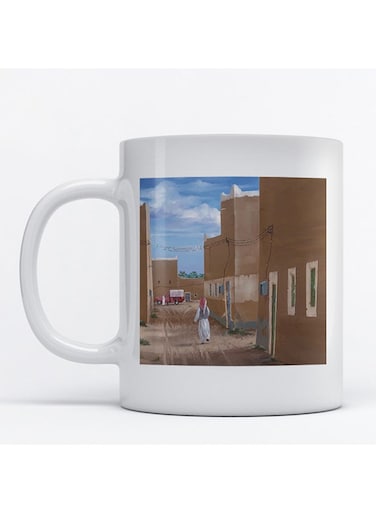 Old City Printed Mug White/Blue/Brown