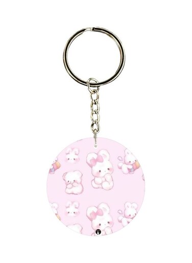 Teddy Bear Printed Double Sided Keychain