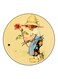 Girl With Rose Printed Fridge Magnet Beige/Red/Green 5.5cm