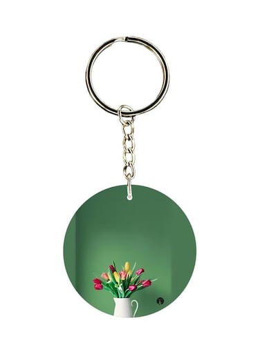 Flower Vase Printed Keychain