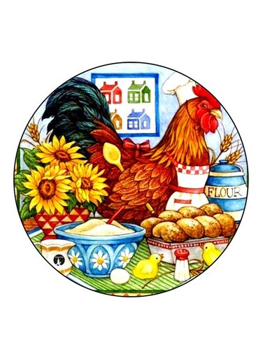 Hen Printed Fridge Magnet Brown/Yellow/Green 5.5cm