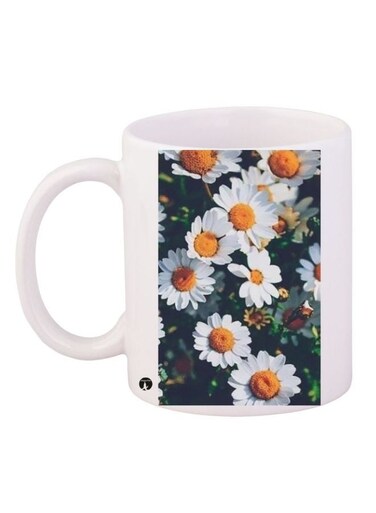 Flower Printed Coffee Mug White/Yellow/Green
