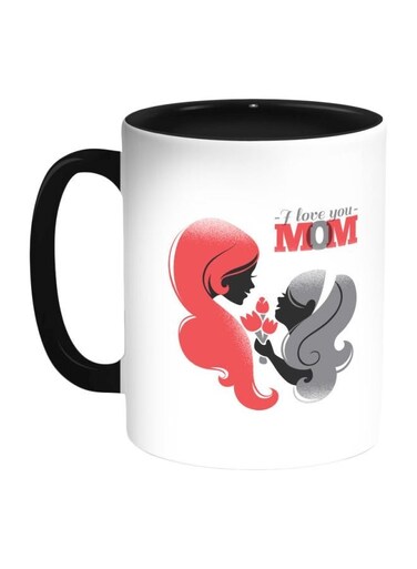 I Love You Mom Printed Coffee Mug Black/White/Red 11ounce