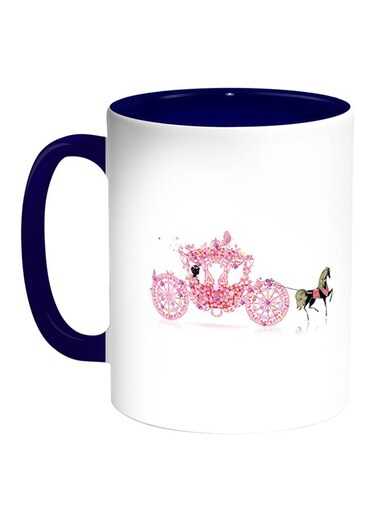 Princess Carriage Printed Coffee Mug White/Blue 11ounce