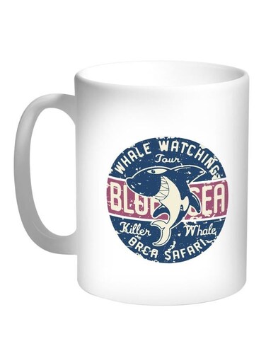 The Shark Printed Coffee Mug White/Blue/Pink 11ounce