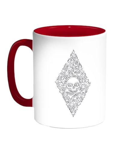 Bones And Skull Printed Coffee Mug Red/White/Black 11ounce