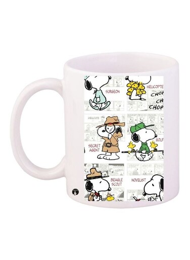 Snoopy Printed Coffee Mug White/Black/Yellow 11ounce