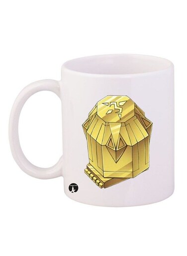Anime Digimon Printed Mug White/Yellow 12ounce