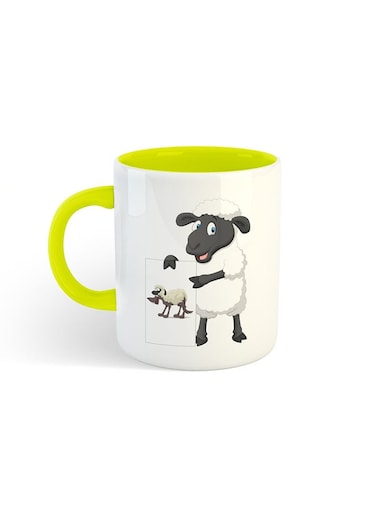 Eid Al-Adha Sheep Printed Mug White/Yellow