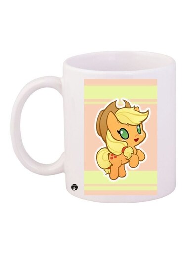 Pony Printed Coffee Mug White/Yellow/Beige 11ounce