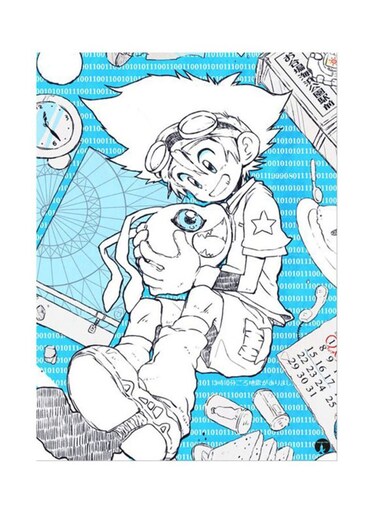 Metal Plate Of The Anime Digimon Poster Blue/White
