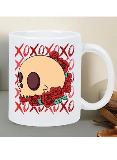 RYN&reg; Valentines xxoo Ceramic Coffee Mug - Insulated, Reusable, Ideal for Coffee Enthusiasts, Suitable for Men &amp; Women, White, Perfect for Coffee Lovers