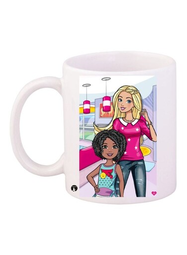 Cartoon Girls Printed Coffee Mug White/Pink/Brown