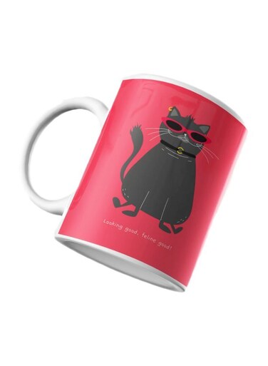 Printed Coffee And Tea Mug White/Grey/Pink 350ml