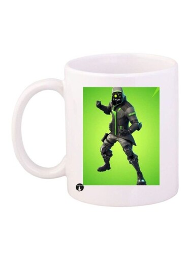 Durable Heat-Resistant Thick Wall Designed Ergonomic Handled Fortnite Game Printed Mug White/Green/Black