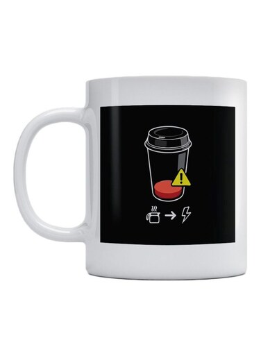 Coffee Lovers Printed Ceramic Mug White/Black/Red