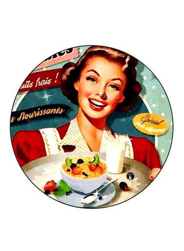 Vintage Art Printed Fridge Magnet Round Multicolour