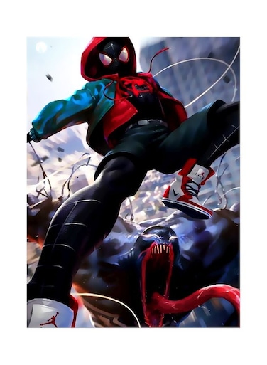 Spiderman Themed Metallic Plate Blue/Black/Red 20x15cm