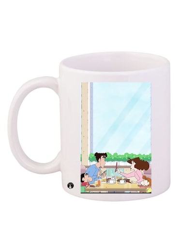 Shinchan Printed Coffee Mug White/Blue/Pink 11ounce