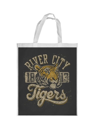 Tiger Image Printed Shopping Bag Black/White