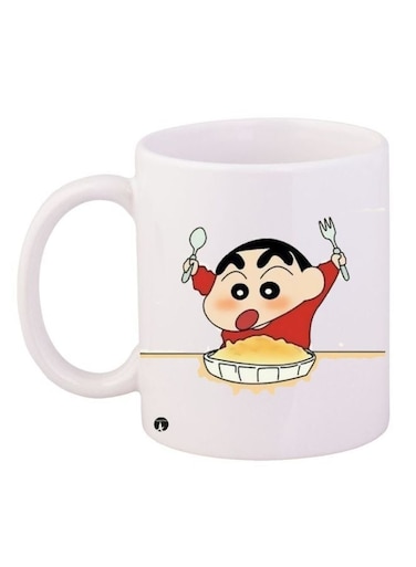 Crayon Shin-Chan Printed Coffee Mug White/Red/Beige 11ounce