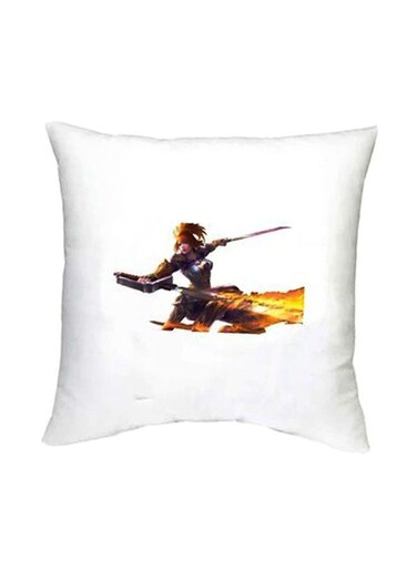 Mobile Legends Printed Decorative Cushion White/Yellow/Black 16x16inch