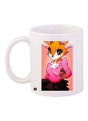 Anime Printed Coffee Mug White/Pink/Brown 11ounce