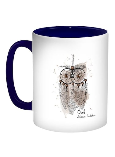 Owl Shape Printed Coffee Mug Grey/White/Blue