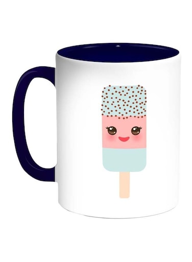 Cartoon Ice Cream Printed Coffee Mug Blue/White/Pink 11ounce