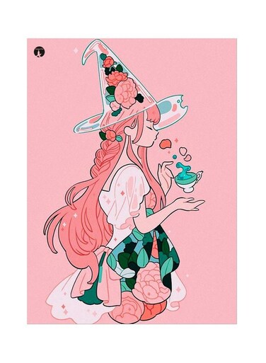 Girl Themed Metallic Plate Pink/Green/Beige 20x15cm