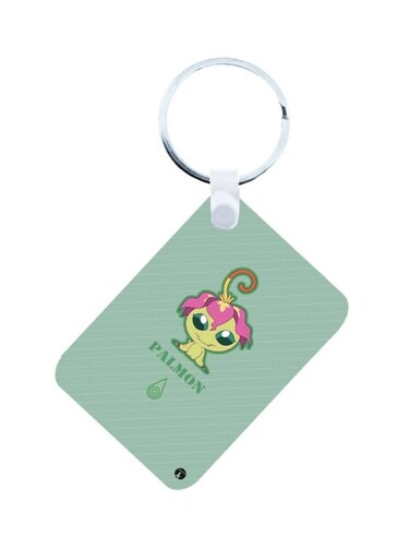Anime Digimon Printed Keychain Green/Pink/Yellow