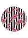 Rose Printed Wooden Fridge Magnet White/Black/Pink 5.5cm
