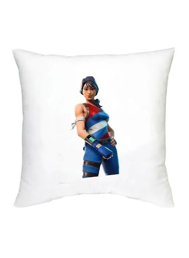 Fortnite Character Printed Decorative Cushion White/Blue/Red 16x16inch