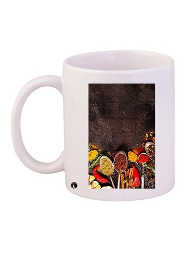 Spices Printed Coffee Mug White/Red/Yellow 11ounce