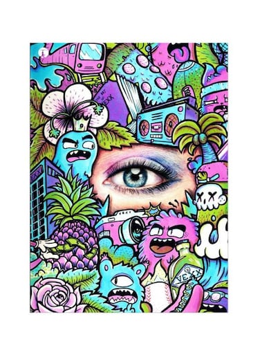 Cartoon Themed Metallic Plate Pink/Green/Blue 20x15cm