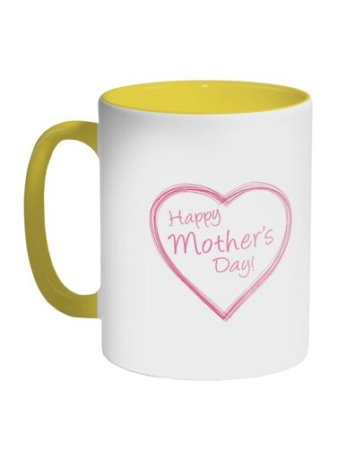 Happy Mother's Day Printed Coffee Mug Yellow/White/Pink 11ounce