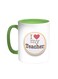 I Love My Teacher Printed Coffee Mug Green/White 11ounce