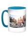 Painting Printed Coffee Mug Blue/White/Brown 11ounce