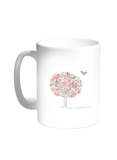 Birds On A Tree Printed Coffee Mug White 11ounce
