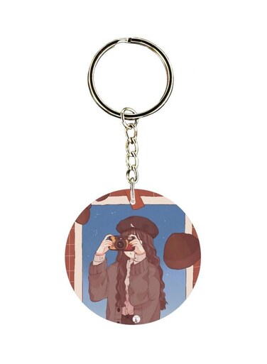 Double Sided Girl Printed Keychain