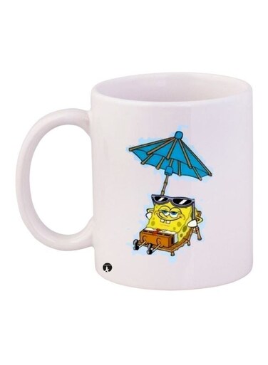 Cartoon Printed Coffee Mug White/Blue/Yellow 11ounce